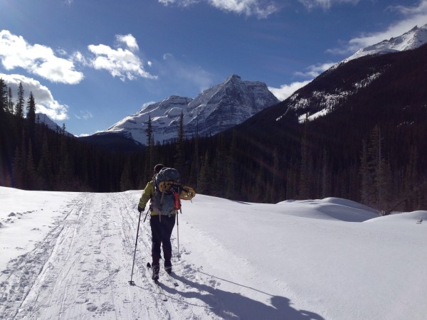 Skiing into Lake O'Hara (definitely the fastest way on the return trip)