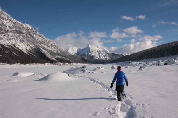 Snowshoeing near Maligne Lake, Jasper National Park