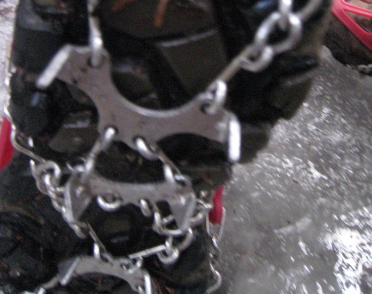 close up of the traction on the Kahtoola microspikes