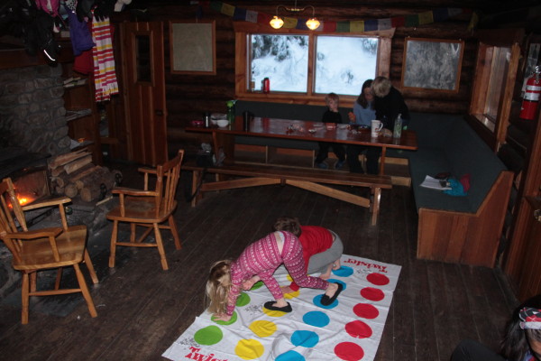 Entertaining the kids inside the Wheeler Hut