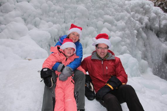 Koob family with Santa hats