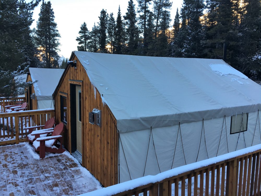 glamping tent at Mount Engadine Lodge, Alberta