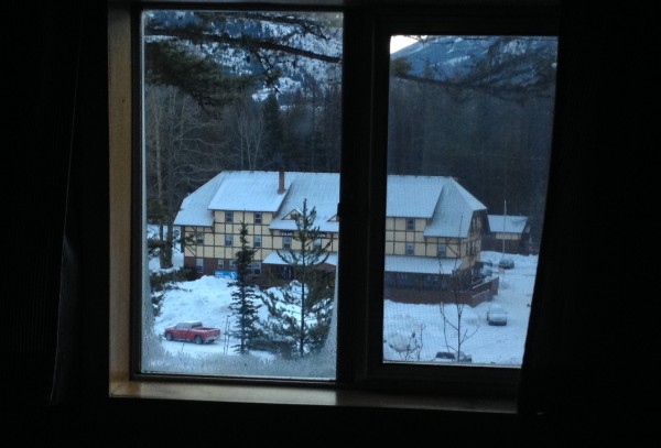 The Izaak Walton Inn as seen from the red caboose. 