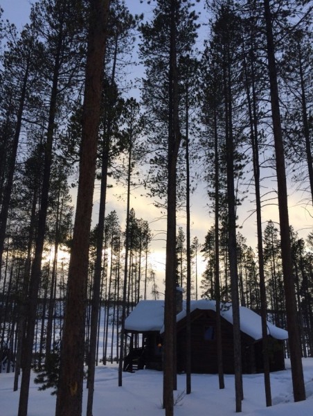 Sunset view from the Red Quill cabin in the woods. Photo by Kim Fuller.