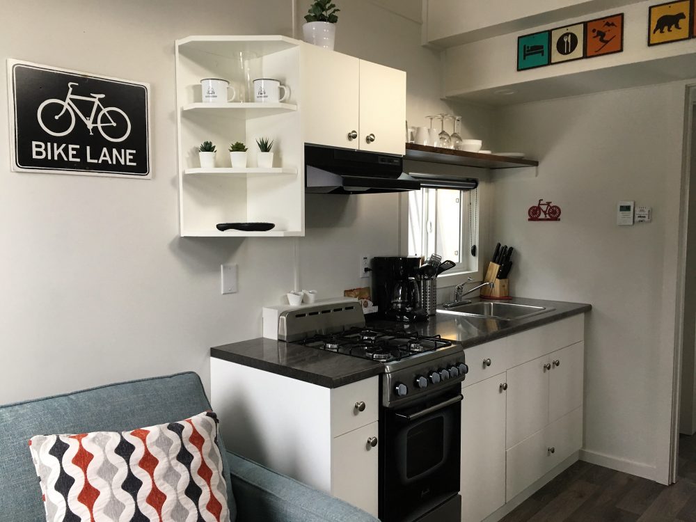 kitchen in tiny home, Fernie BC