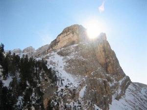 The jagged peaks of the Dolomites rise to over 3,000m