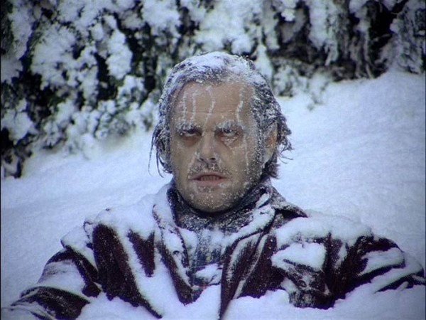 The Shining's Jack Nicholson frozen like an ultra winter athlete