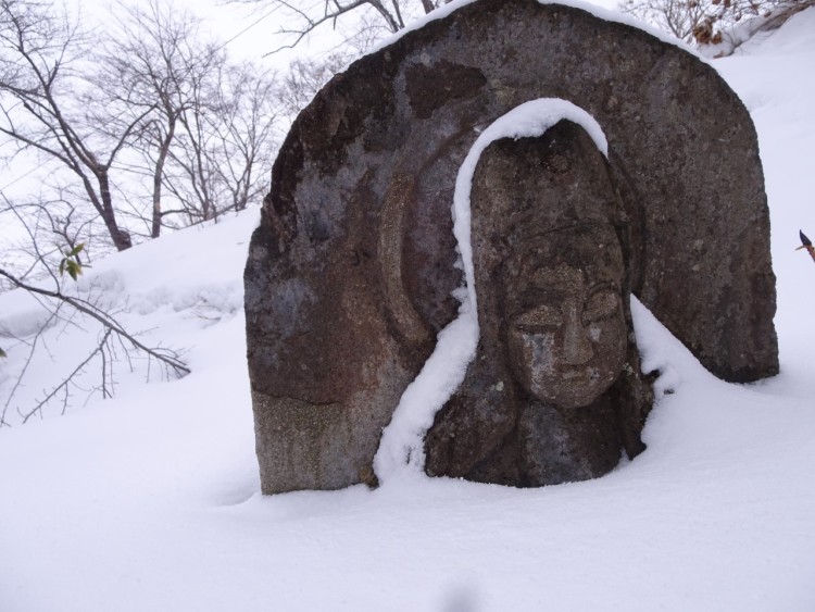 statue in the snow