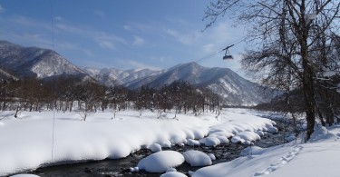 view of a snowy river