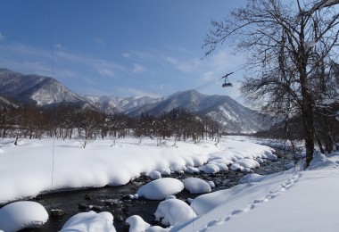 view of a snowy river