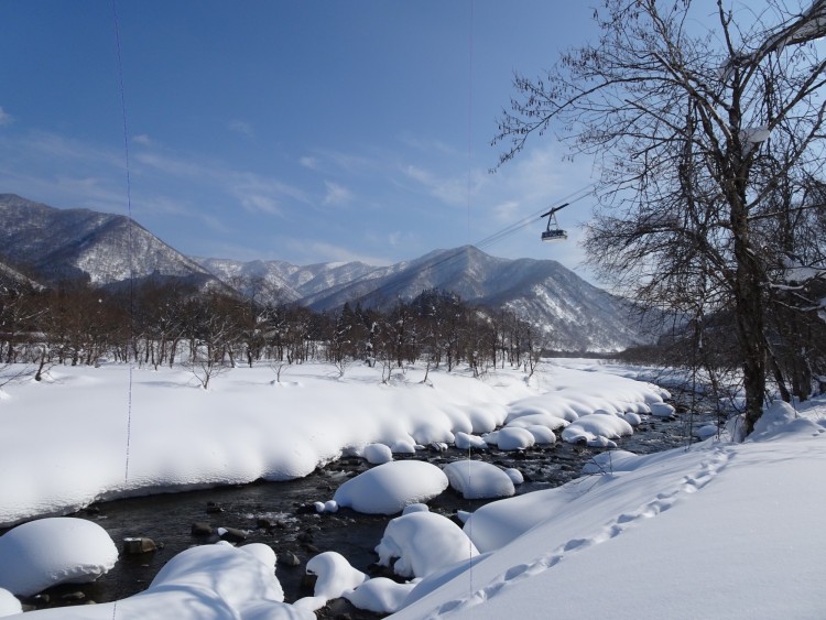 view of a snowy river