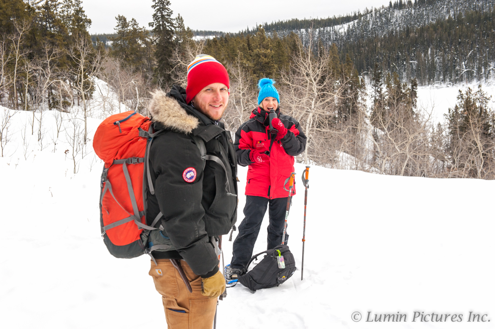 two people geared up for the trail