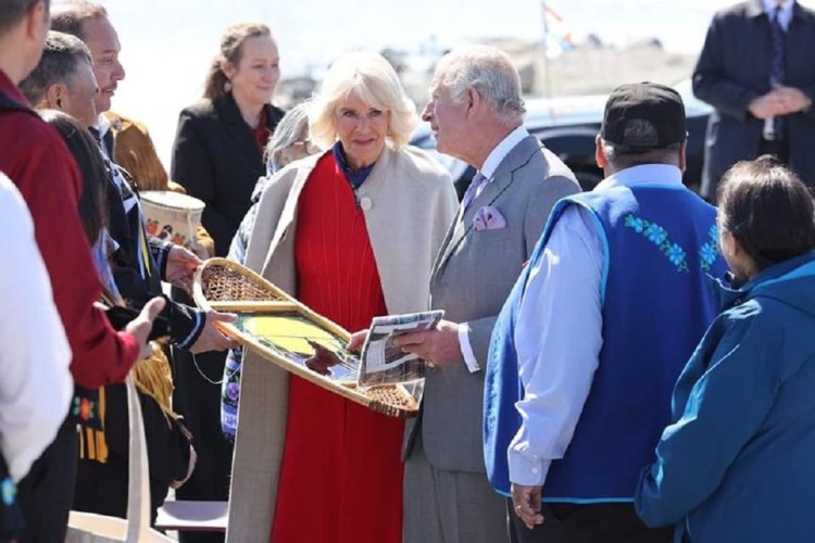 stained glass snowshoe presented to British royalty