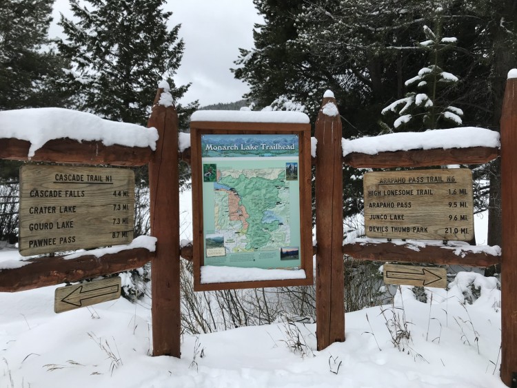 Monarch Lake Trailhead sign, Grand County, CO