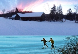 A snowy sunset trek.