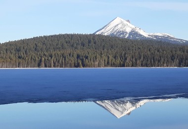 view of Mountain reflected in the water