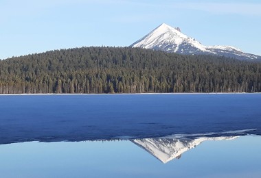 view of Mountain reflected in the water