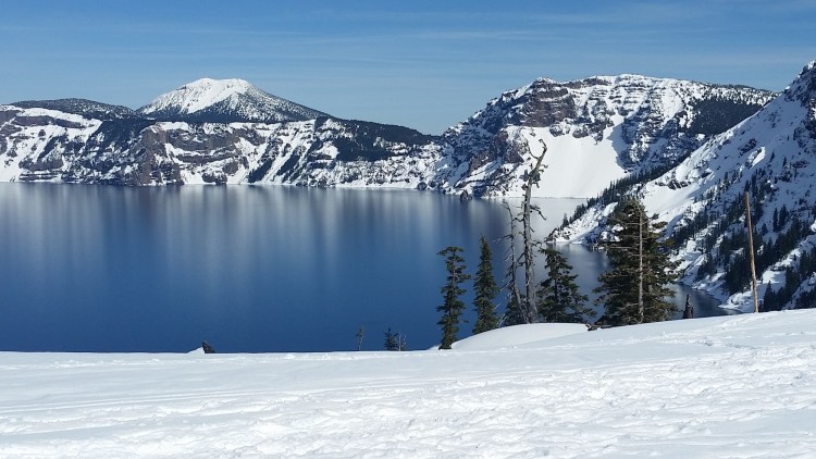 Mt Scott above Crater Lake in winter