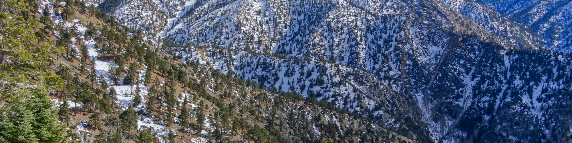 mountain in background with snow in foreground at Mt Baldy California