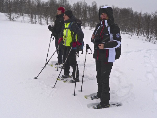 Kinga Leszczak (centre) leads us through the birch trees of Tromsøya Island