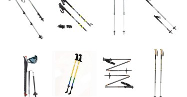 product photo compilation: 8 different poles on white background