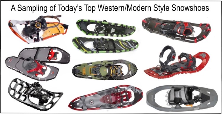 product photos: multiple modern snowshoes on white background