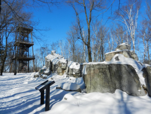 The quartzite boulders - Queen and King Chairs and 60-foot observation tower atop Rib Mountain