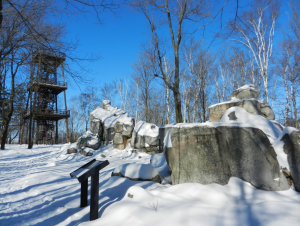 Quartzite boulders - queen and king chairs and a 60-meter observation tower on the top of Mount Rib