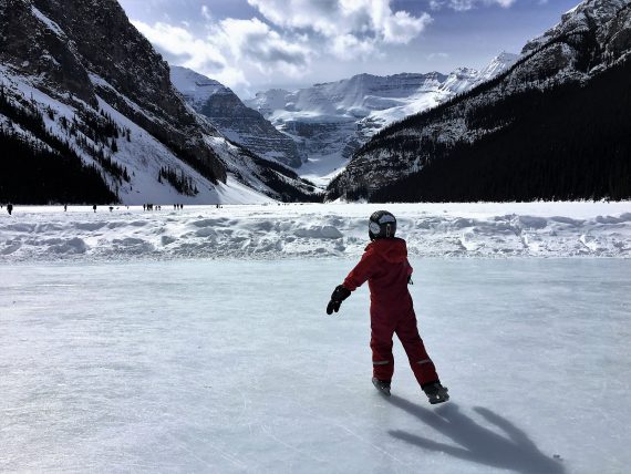 Ice skating on Lake Louise, Banff