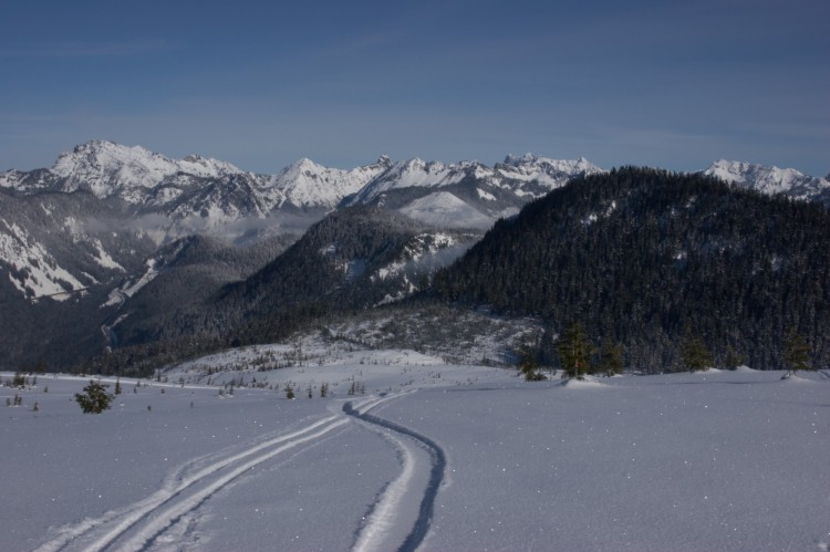 view of mountains and trails at Snoqualmie