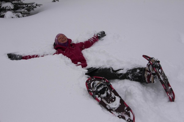 Snowshoeing at Mount Engadine Lodge - no shortage of powder