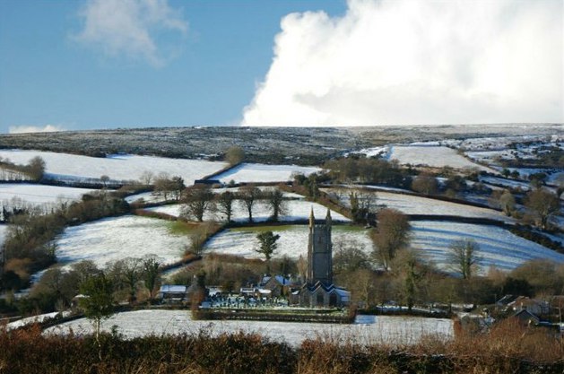 Snow on Dartmoor, England