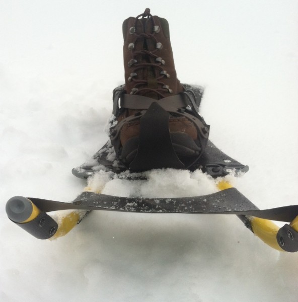 Moments prior, the SnowXu snowshoes were about the size of a few golf clubs
