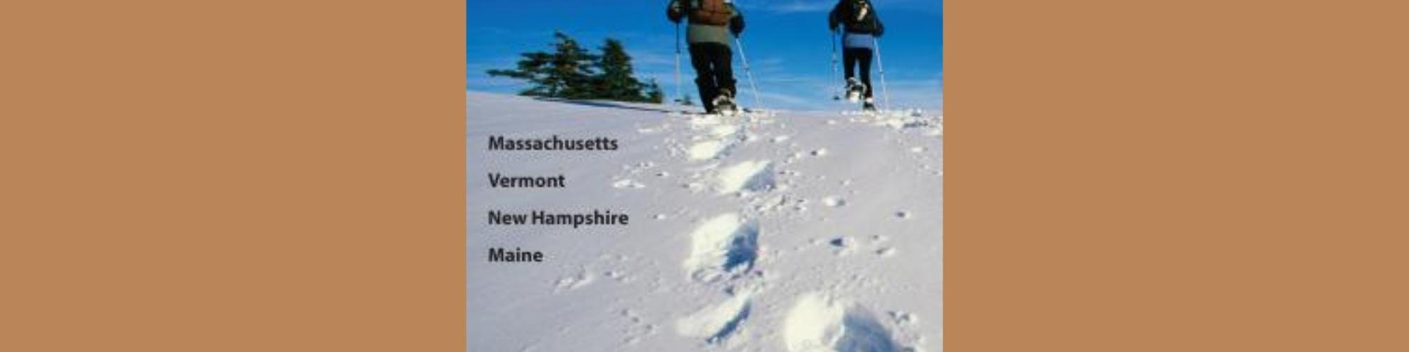 book photo snowshoe routes new england on brown background