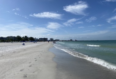 snowshoe tracks in sand on beach near the water