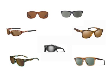 sunglass compilation: mash up of 7 sunglasses on blank background