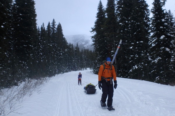 Hiking into the Cameron Lake Hut