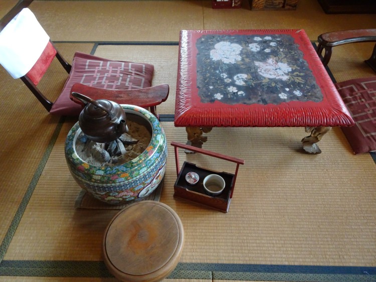 writing area on desk in Japanese hotel