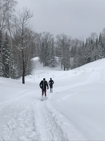 snowshoe racers on the field