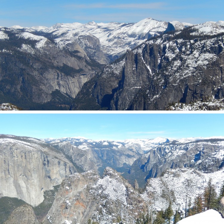 combo photo: views of Yosemite Valley from Dewey Point, CA