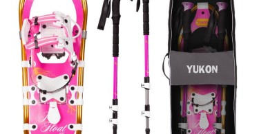 product photo: Yukon Charlie's Pro Float women's snowshoe kit (snowshoes, poles, bag)