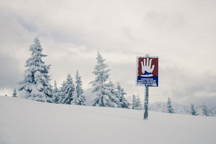 avalanche sign on the mountain