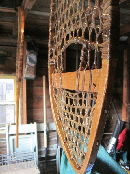 traditional shoes hanging to dry