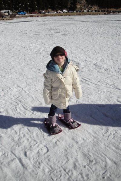 toddler snowshoeing