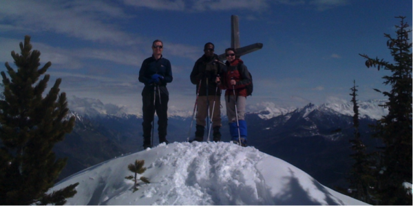 With one of my snowshoeing groups on the summit of the Croix de l’Arpille.
