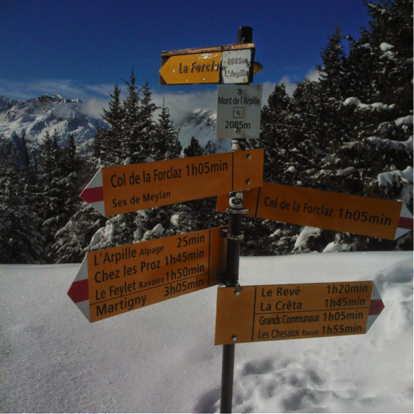 Typical Swiss efficiency, with a signpost on the summit of Mont de l’Arpille.