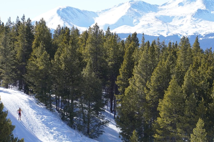 snowshoe race course with mountains in background