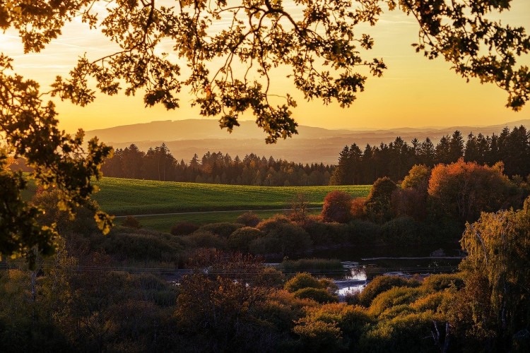 nature and addiction recovery: sunset view of lake and trees