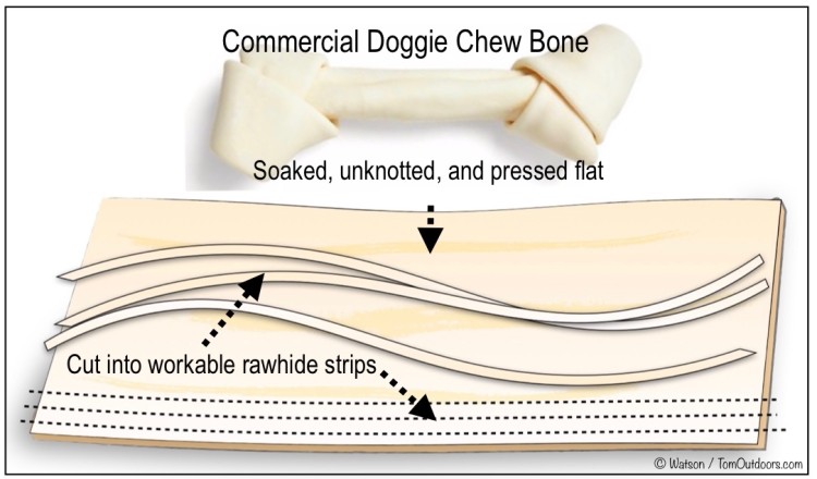illustration of rawhide and how to use in wooden snowshoe repair