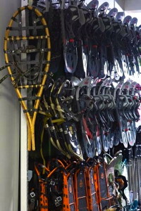 Snowshoeing is rising in popularity in Norway. Snowshoes inside Tromsø Outdoor.